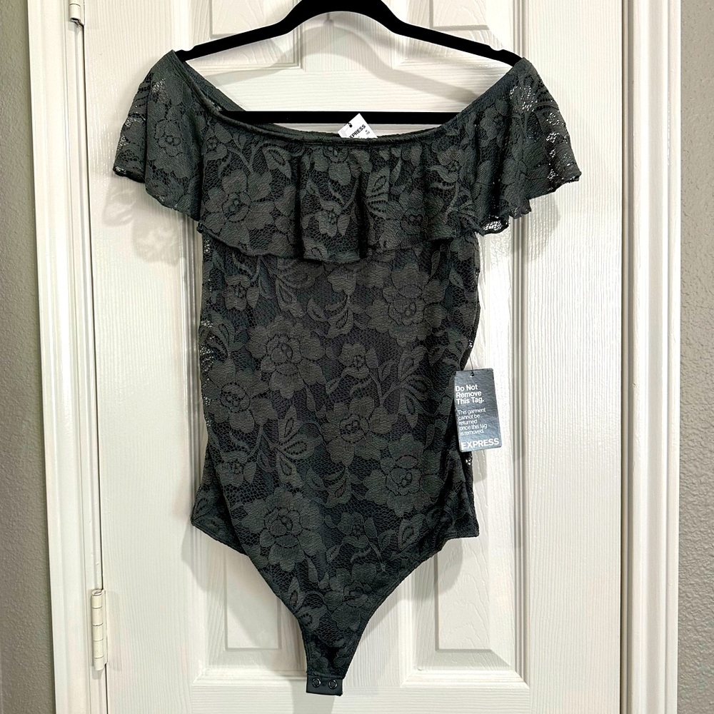 Express Lace Off The Shoulder Bodysuit.